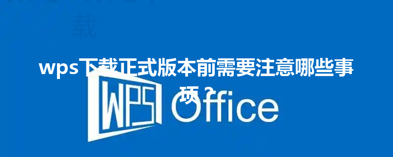wps下载正式版本前需要注意哪些事项？ 三